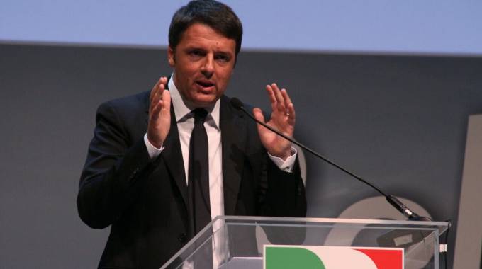 Il premier e segretario Pd Matteo Renzi all'assemblea nazionale del Pd a Expo (Foto Omnimilano)
