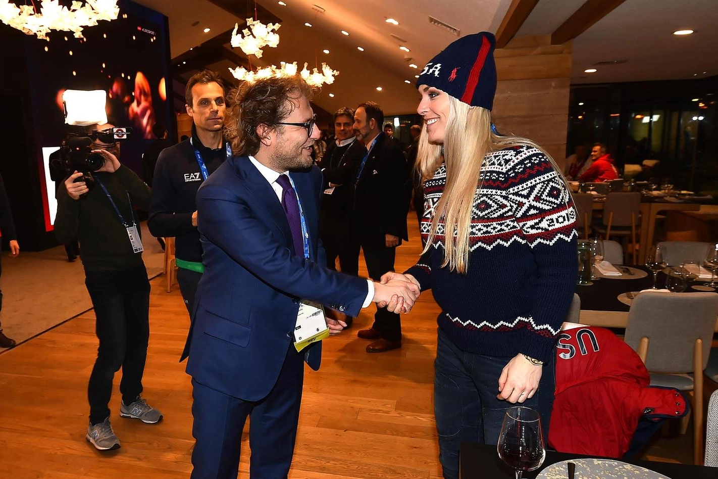  Lindsay Vonn con il ministro dello Sport Luca Lotti (Ansa)