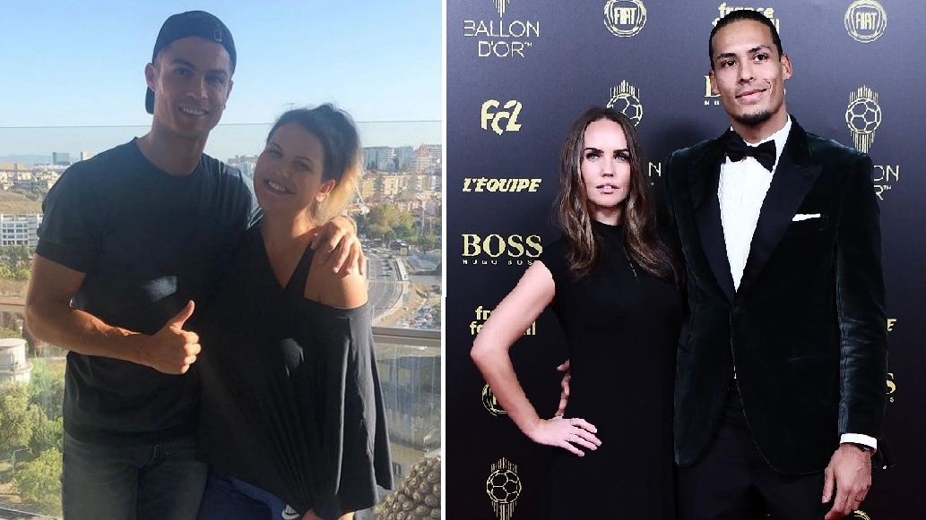 Ronaldo con la sorella Katia.  Van Dijk alla cerimonia di Parigi (Instagram-Lapresse)