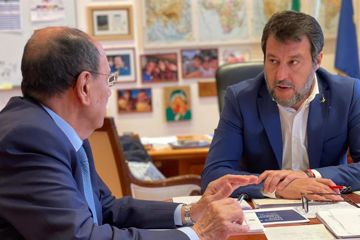 Renato Schifani, governatore della Sicilia, e il ministro ai Trasporti Matteo Salvini