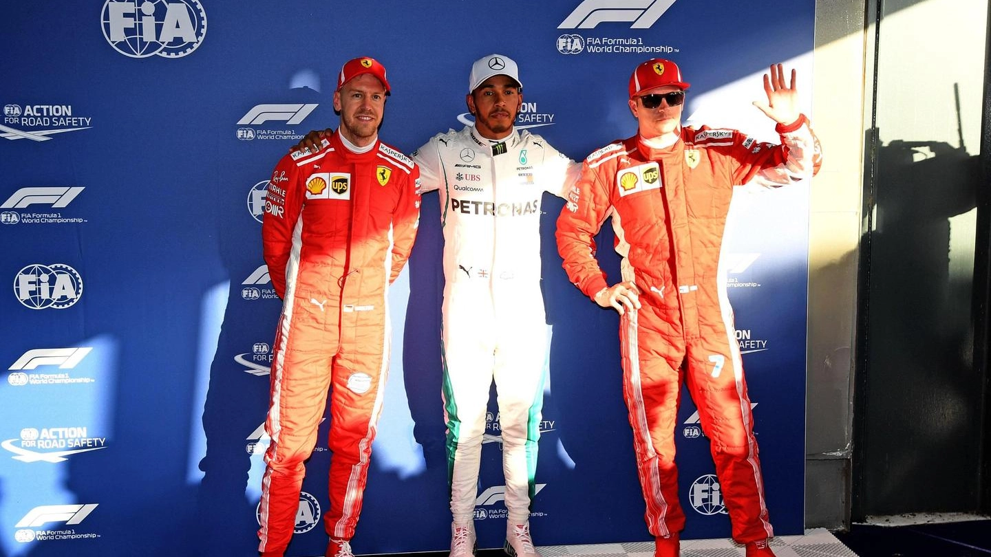 Da sx Vettel, Hamilton e Raikkonen (Ansa)
