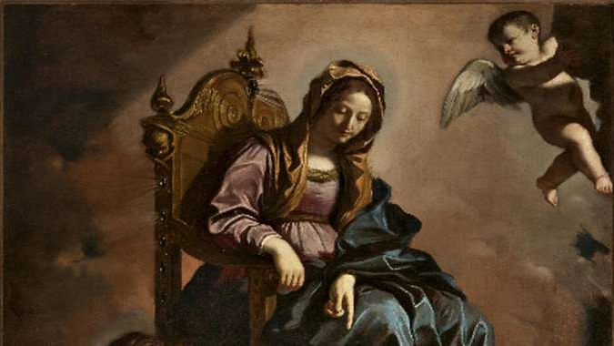 Guercino rubato, tela piegata e logorata