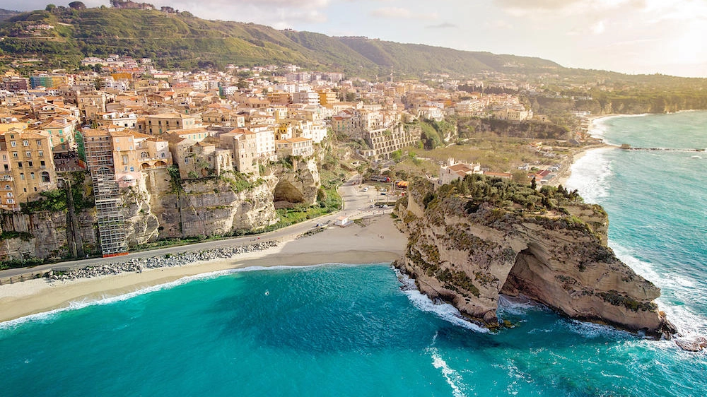Aerial view of Tropea beach and town - Tropea, Calabria, Italy