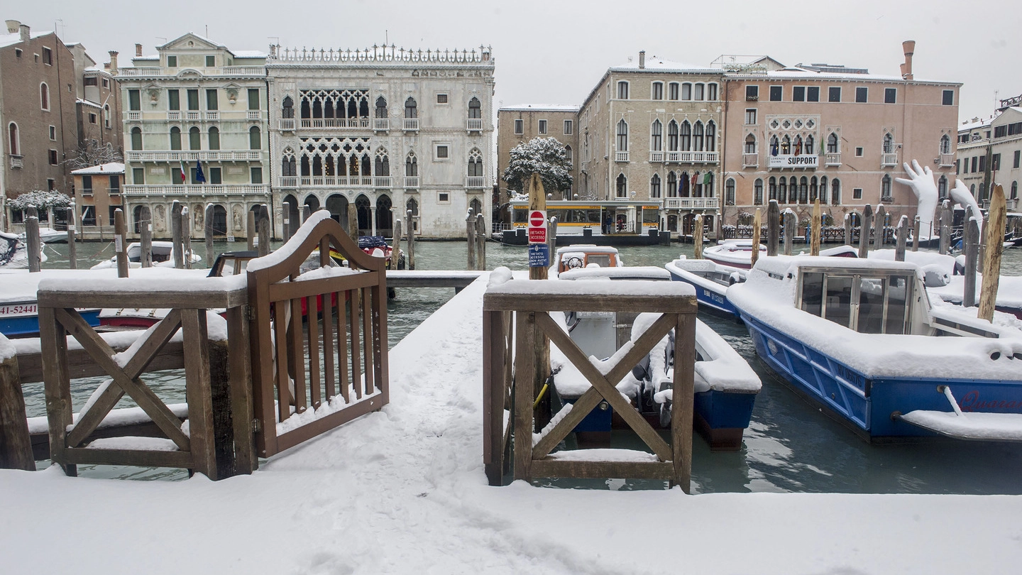 Previsioni meteo, la neve ha imbiancato anche Venezia (foto Lapresse)