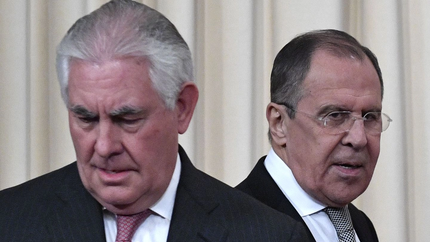Tillerson e Lavrov, ministri degli Esteri americano e russo (Afp) 