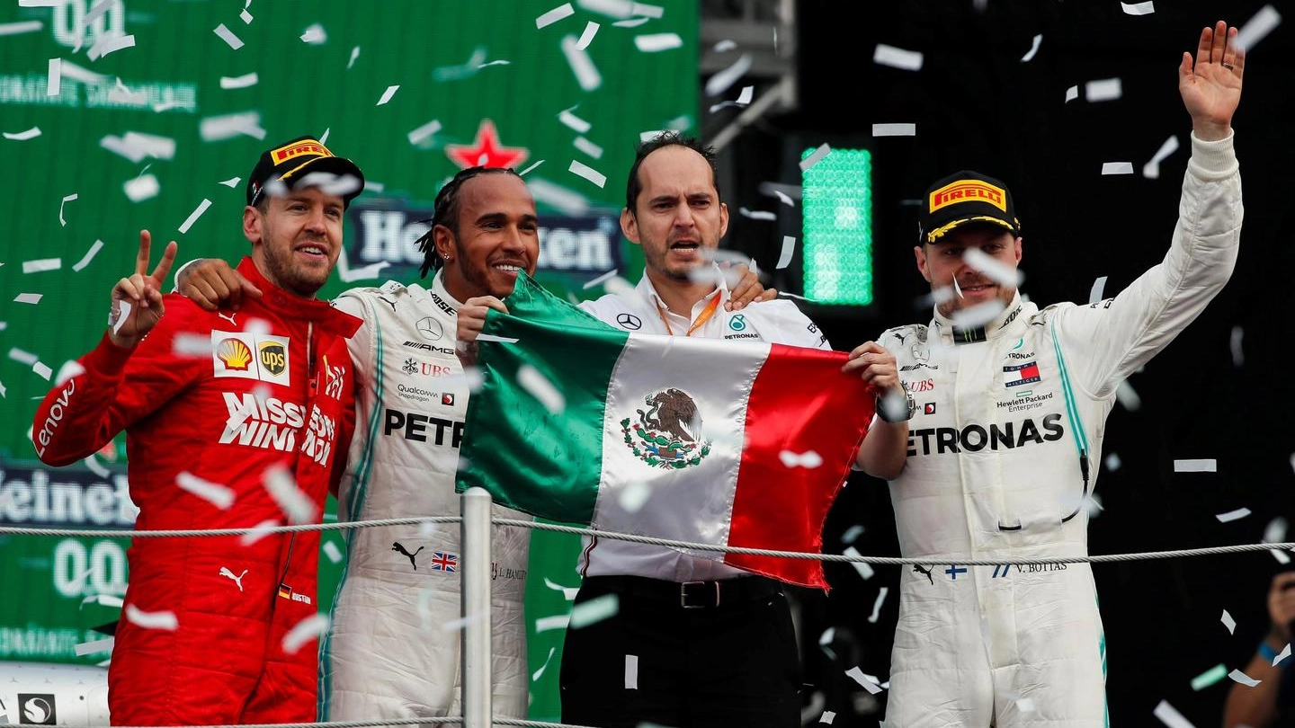 Gp del Messico 2019, il podio (Ansa)