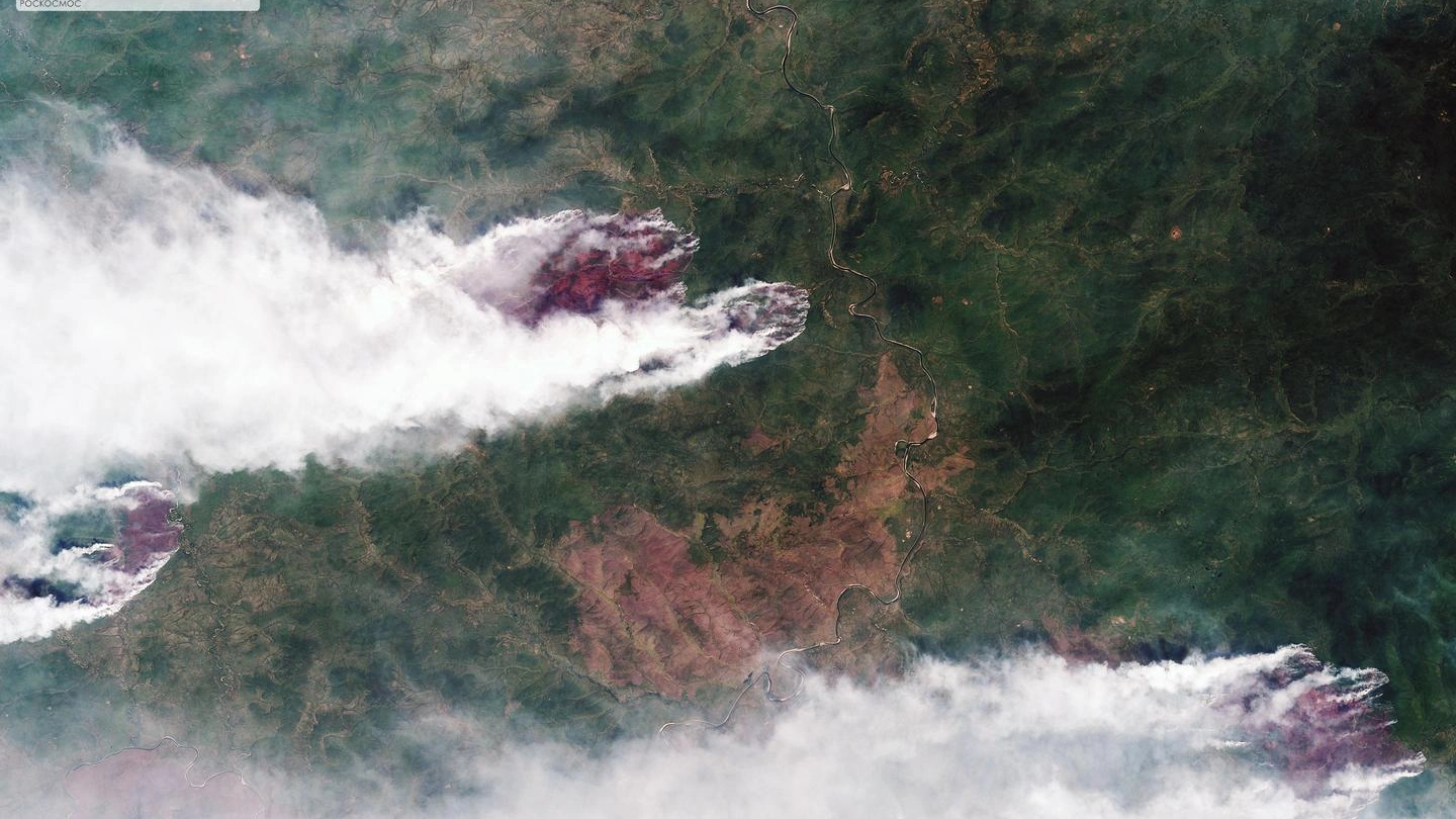 Gli incendi in Siberia visti dal satellite (Ansa)