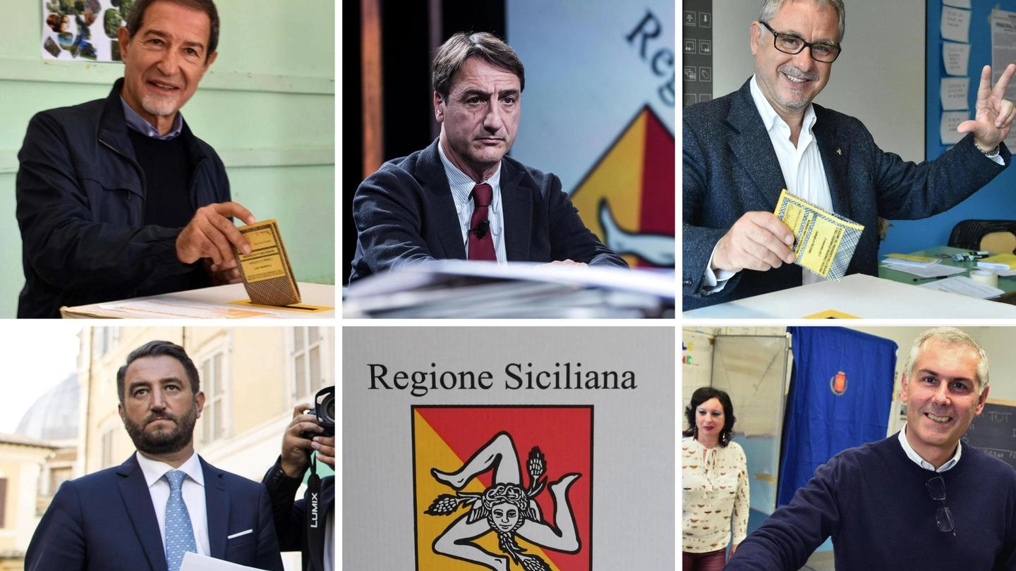 Elezioni regionali Sicilia: Musumeci, Fava, La Rosa, Cancelleri, Micari (foto Ansa)