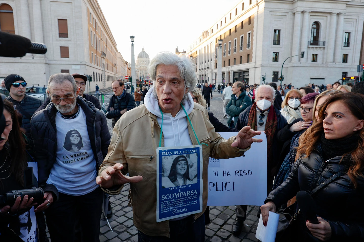 Pietro Orlandi al sit-in a Roma (Ansa)