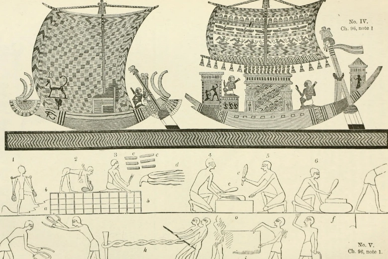Illustrazioni delle barche descritte da Erodoto (Wikipedia Commons)