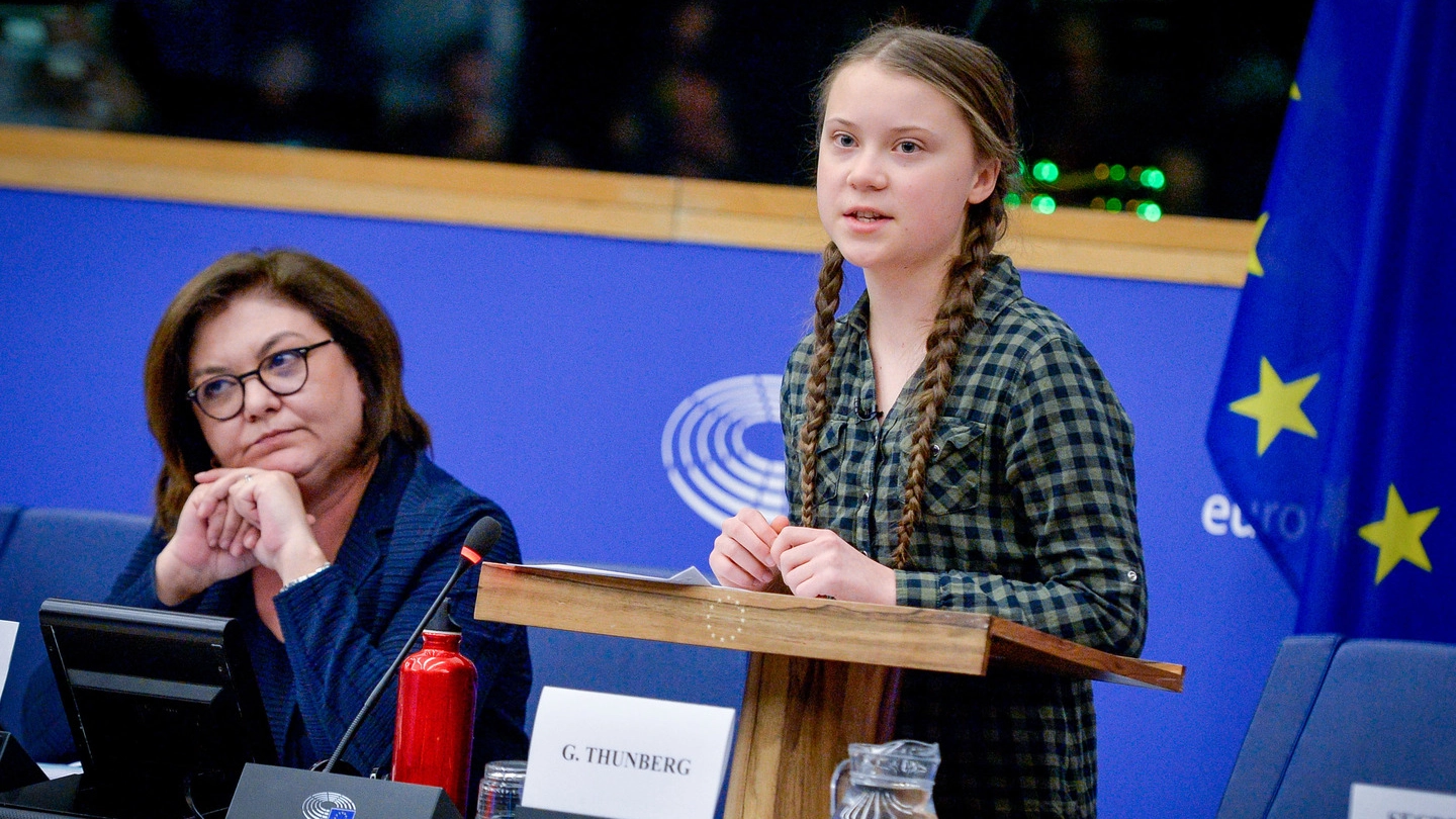 Greta Thunberg al Parlamento Europeo (ImagoEconomica)
