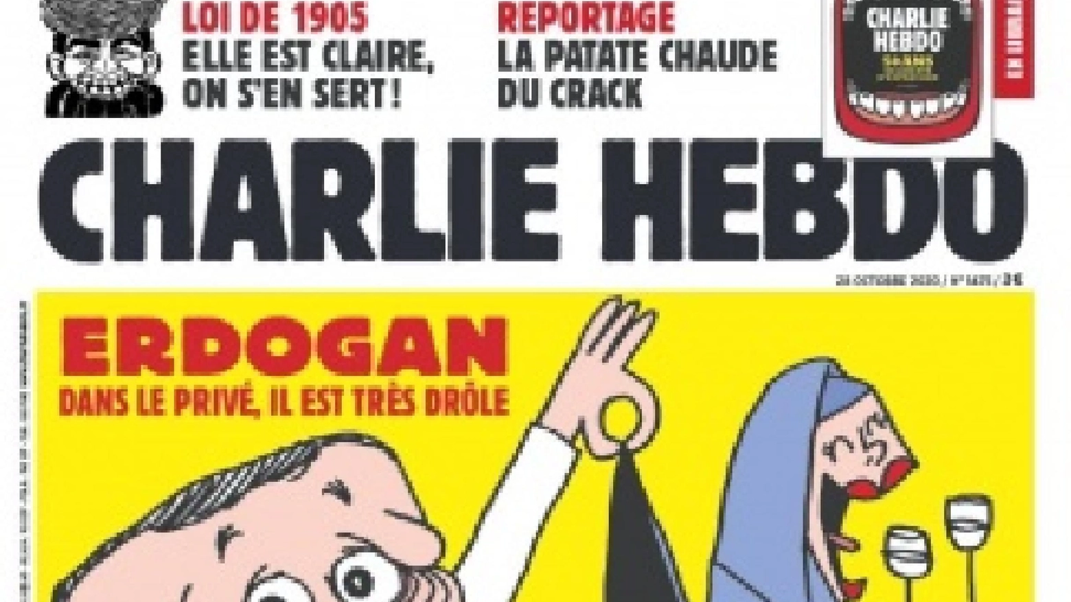 Charlie Hebdo, caricatura del presidente turco Erdogan (Ansa)