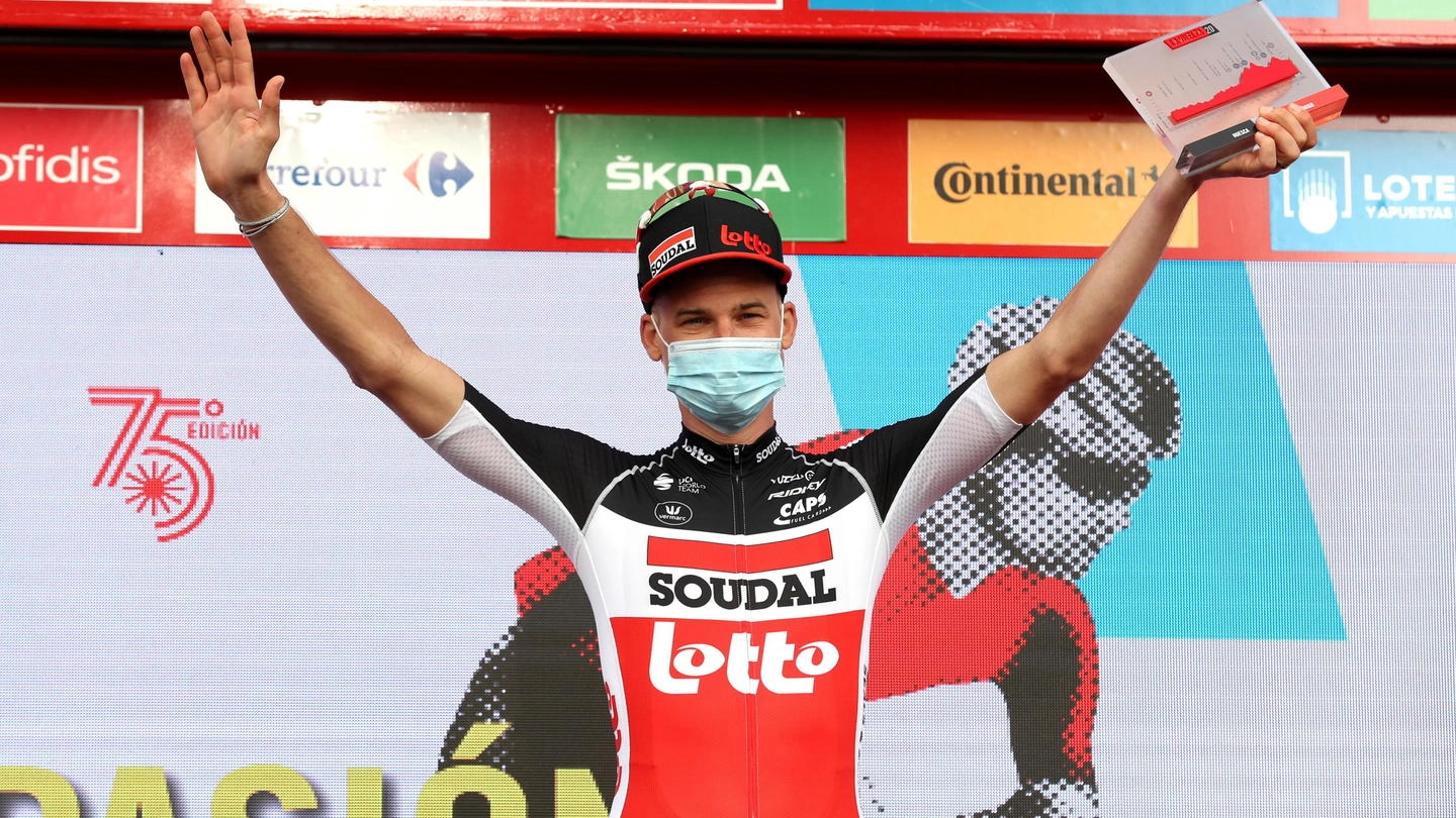 Tim Wellens vince la quinta tappa della Vuelta (Ansa)