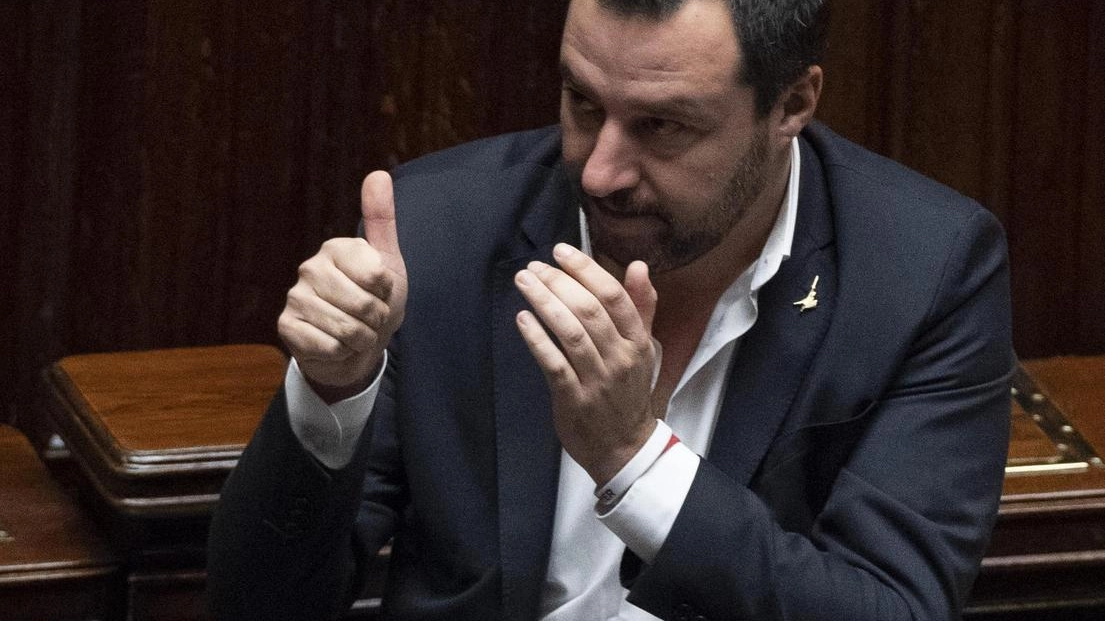 La soddisfazione del ministro Salvini dopo il voto finale per decreto Sicurezza (Ansa)