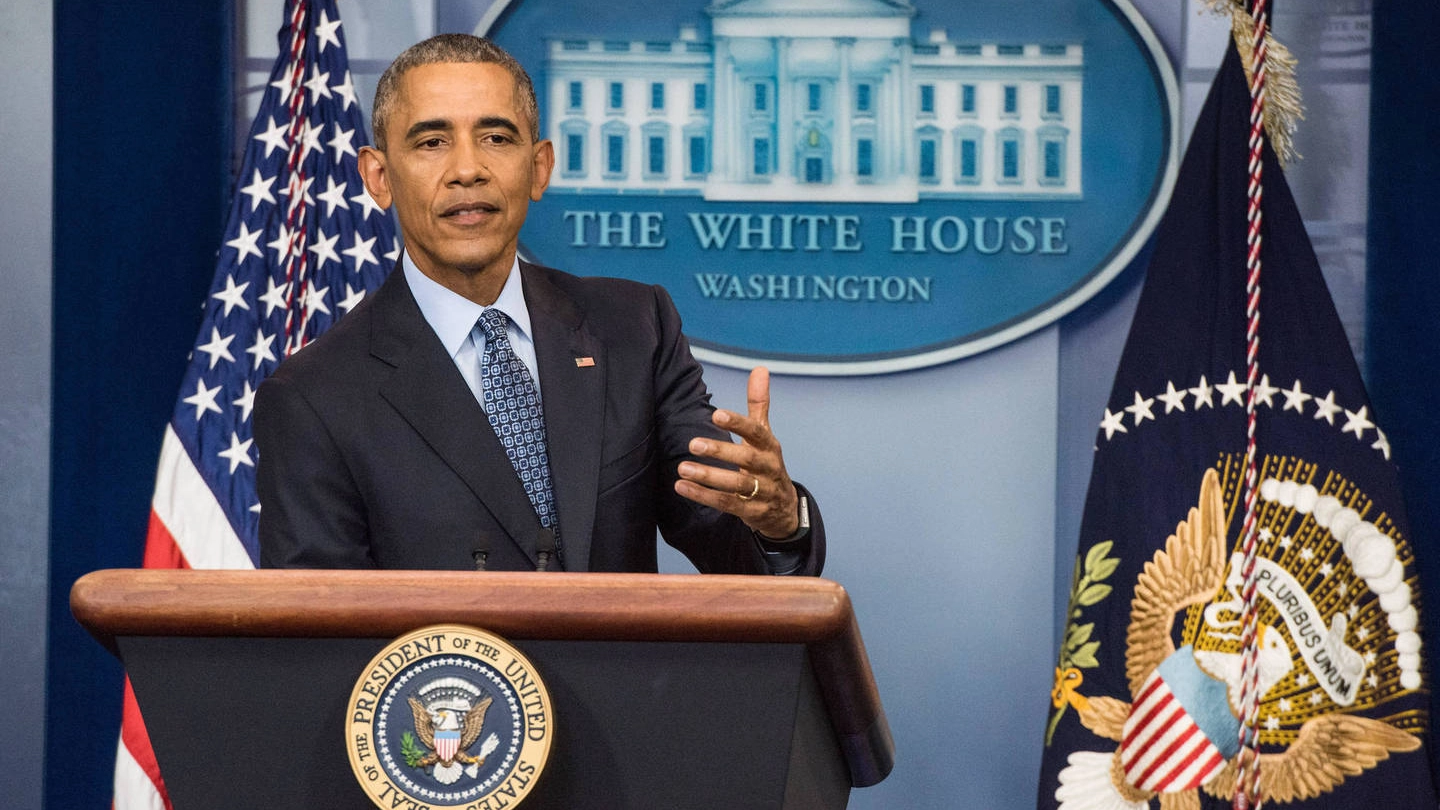 Barack Obama durante l'ultima conferenza stampa da presidente (Olycom)