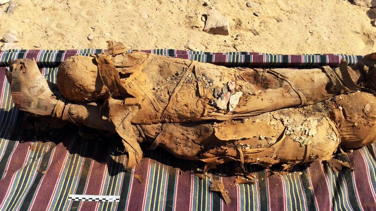 Due delle mummie ritrovate, probabilmente madre e figlio (Ansa)