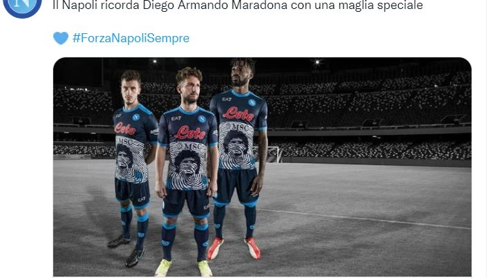 Maglia speciale del Napoli per ricordare Maradona