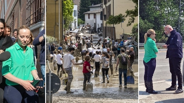 Meloni in Emilia Romagna: selfie con gli alluvionati a Ghibullo. Poi vede Bonaccini: “Difficile stimare i danni, subito risposte”