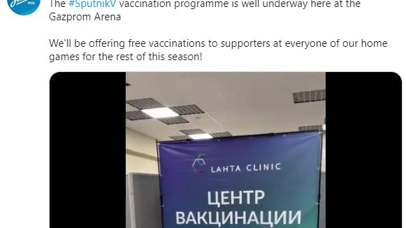 Zenit di San Pietroburgo: "Comprate il biglietto sarete vaccinati gratis"