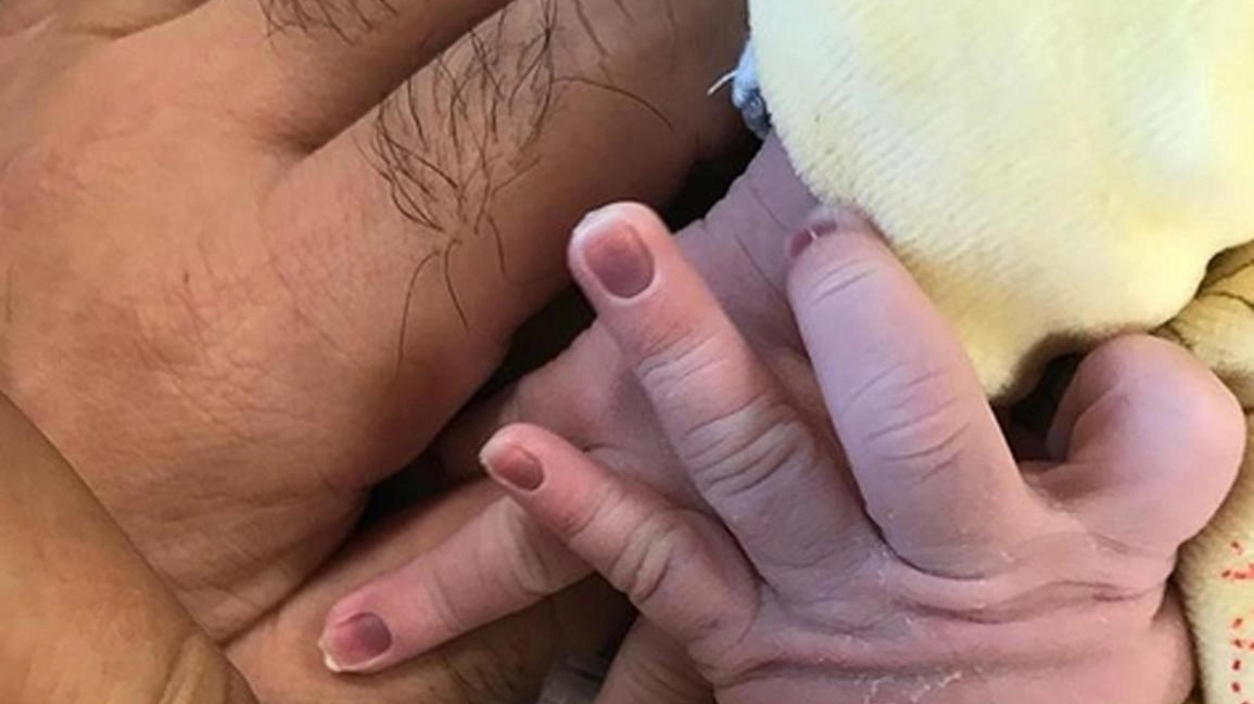 La mano del piccolo Ianko nella foto postata da Clio Evans su Instagram (Ansa)