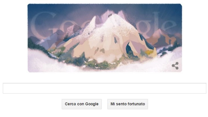 Il doodle di Google per la prima scalata al Monte Bianco
