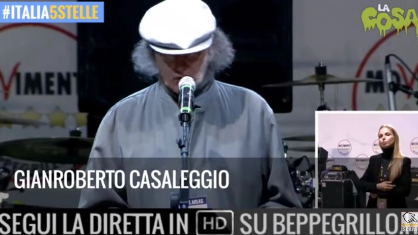 Gianroberto Casaleggio sul palco di Imola con Beppe Grillo