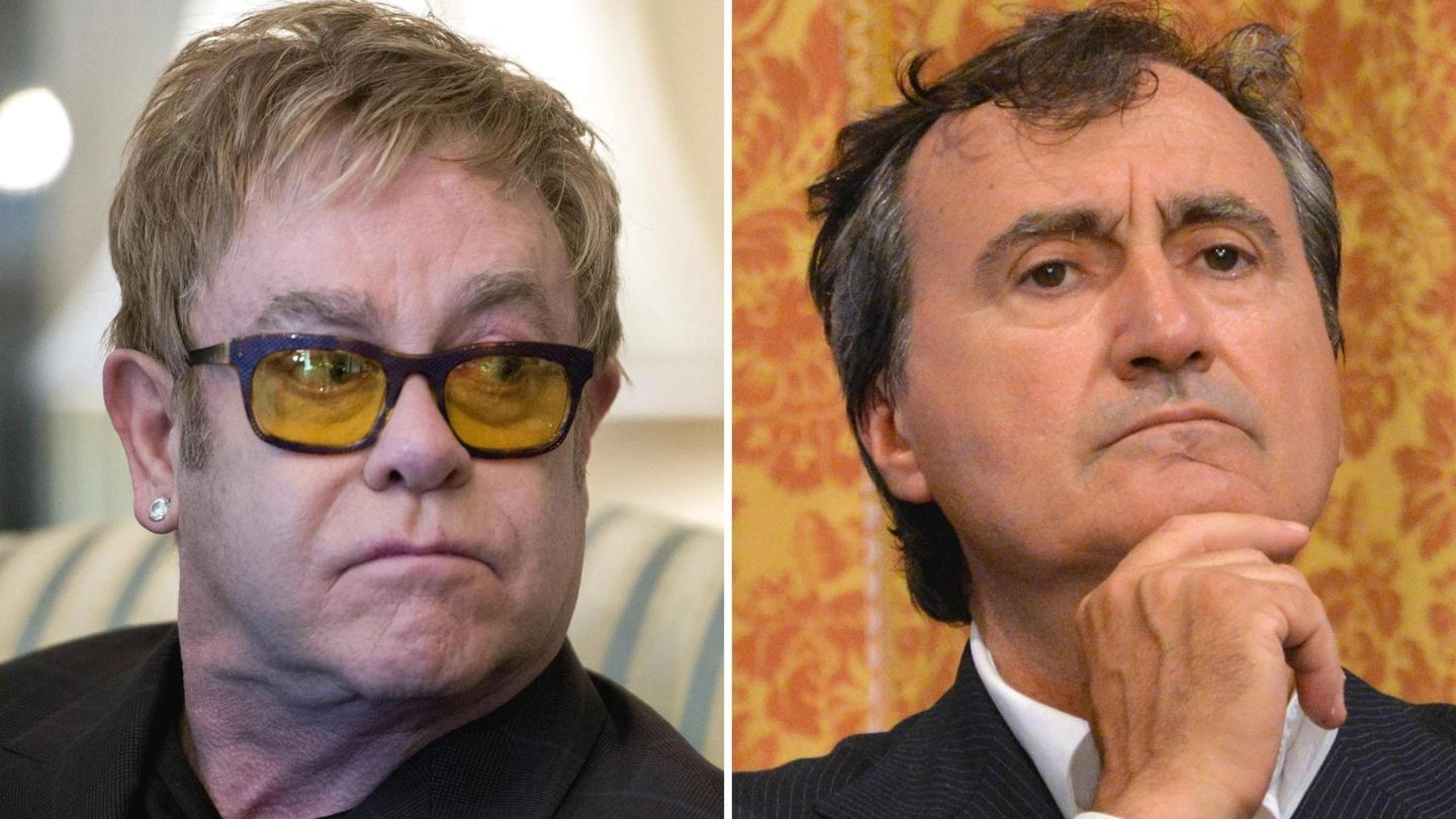  Elton John e il sindaco Venezia, Luigi Brugnaro. (ANSA)