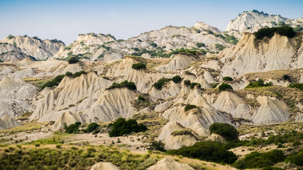 Aliano badlands (calanchi), lunar landscape made of clay sculptures eroded by the rainwater, Basilicata region, southern Italy