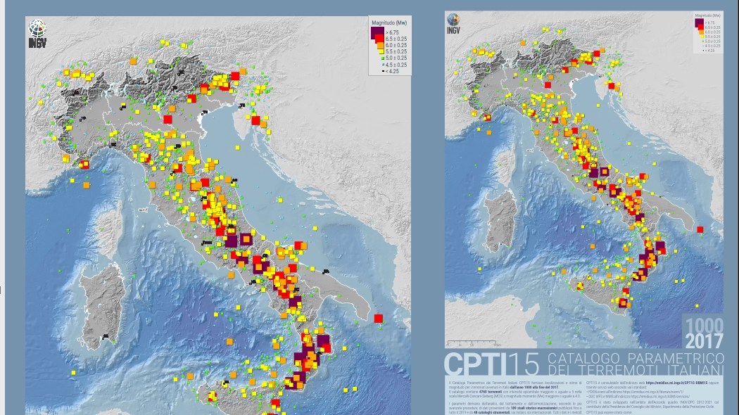 Le mappe del rischio sismico in Italia (Ingv)
