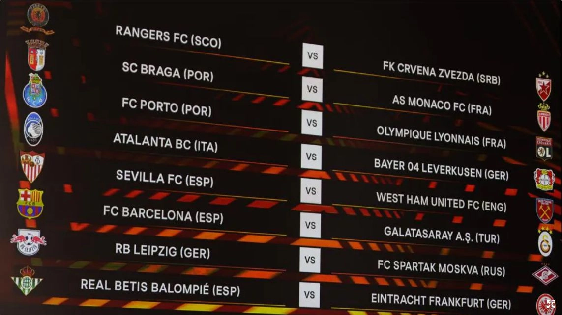 Il tabellone degli ottavi di Europa League