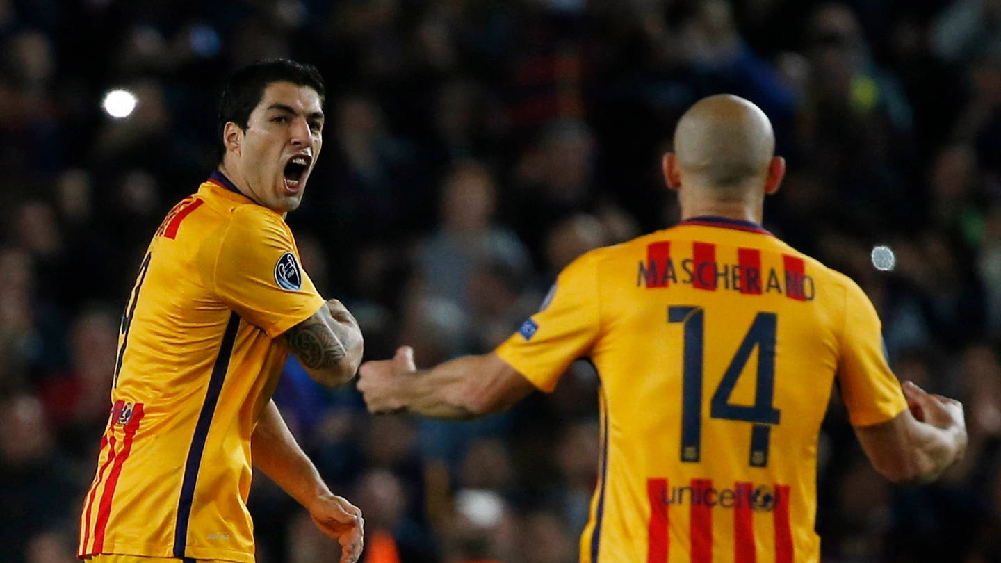 Barcellona-Atletico Madrid, Suarez esulta dopo il primo gol (LaPresse)