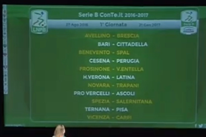 Prima Giornata Serie B 2016-17