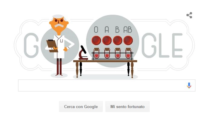 Karl Landsteiner a cui è dedicato il doodle di Google