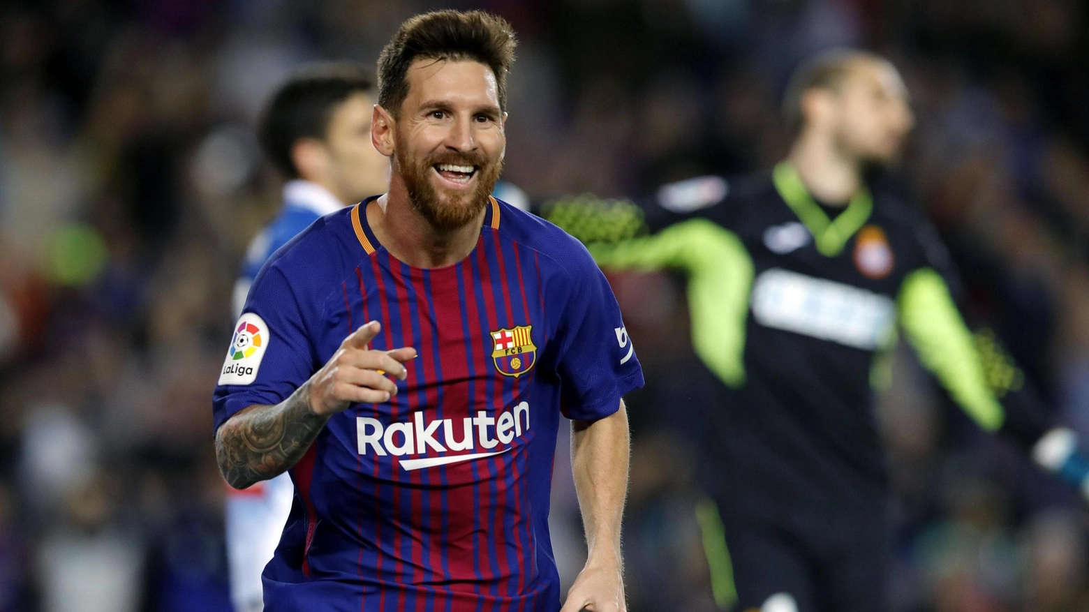 Leo Messi, trascinatore del Barcellona nel derby con l'Espanyol