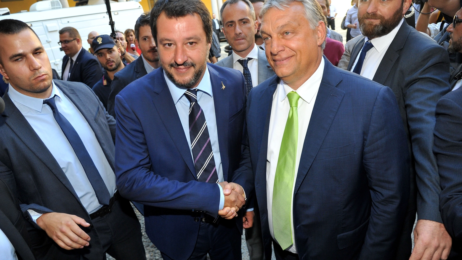 Matteo Salvini e Viktor Orban (foto Newpress)