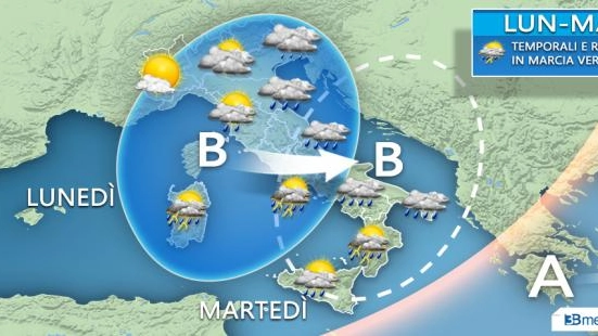 La mappa di 3bmeteo.com sulle previsioni del tempo