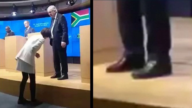 Juncker e le scarpe che sembrano di colore diverso (Twitter)