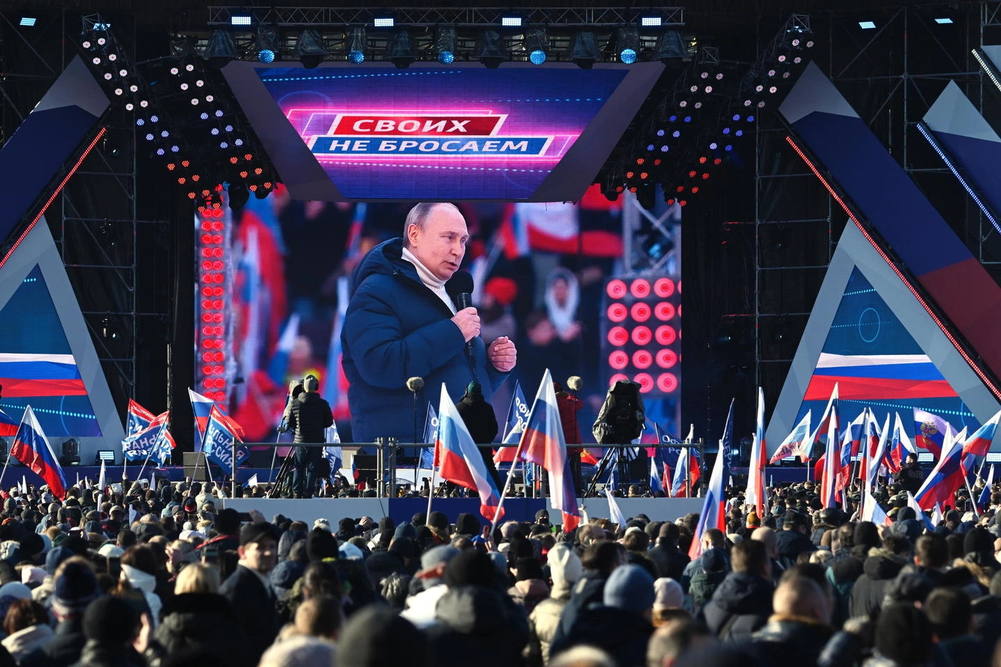 Putin nel discorso alla nazione (Ansa)