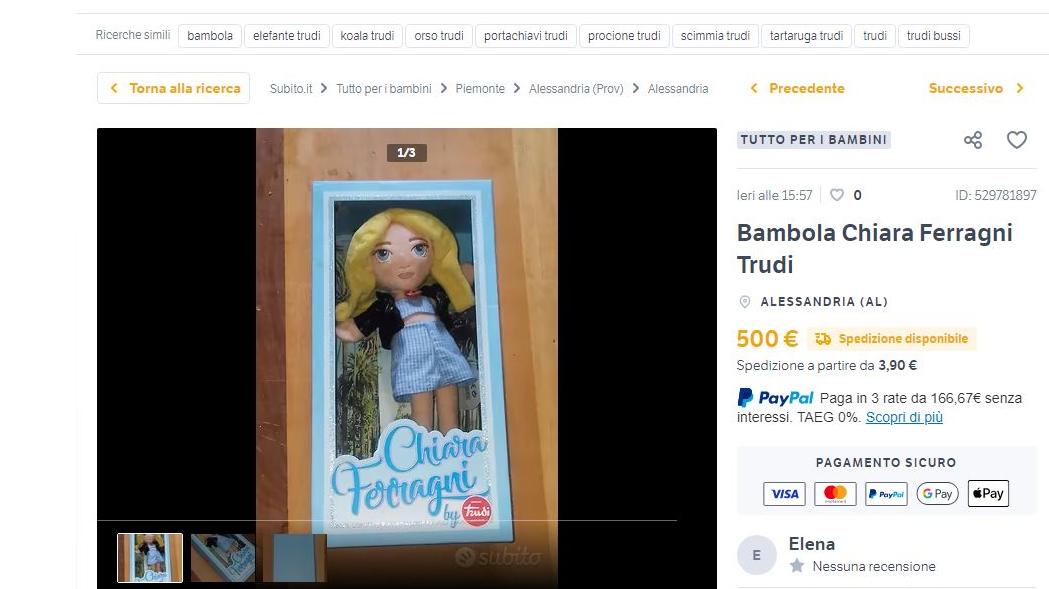 Caso Ferragni, pandoro Balocco e bambola Trudi venduti su internet anche a  2.000 euro