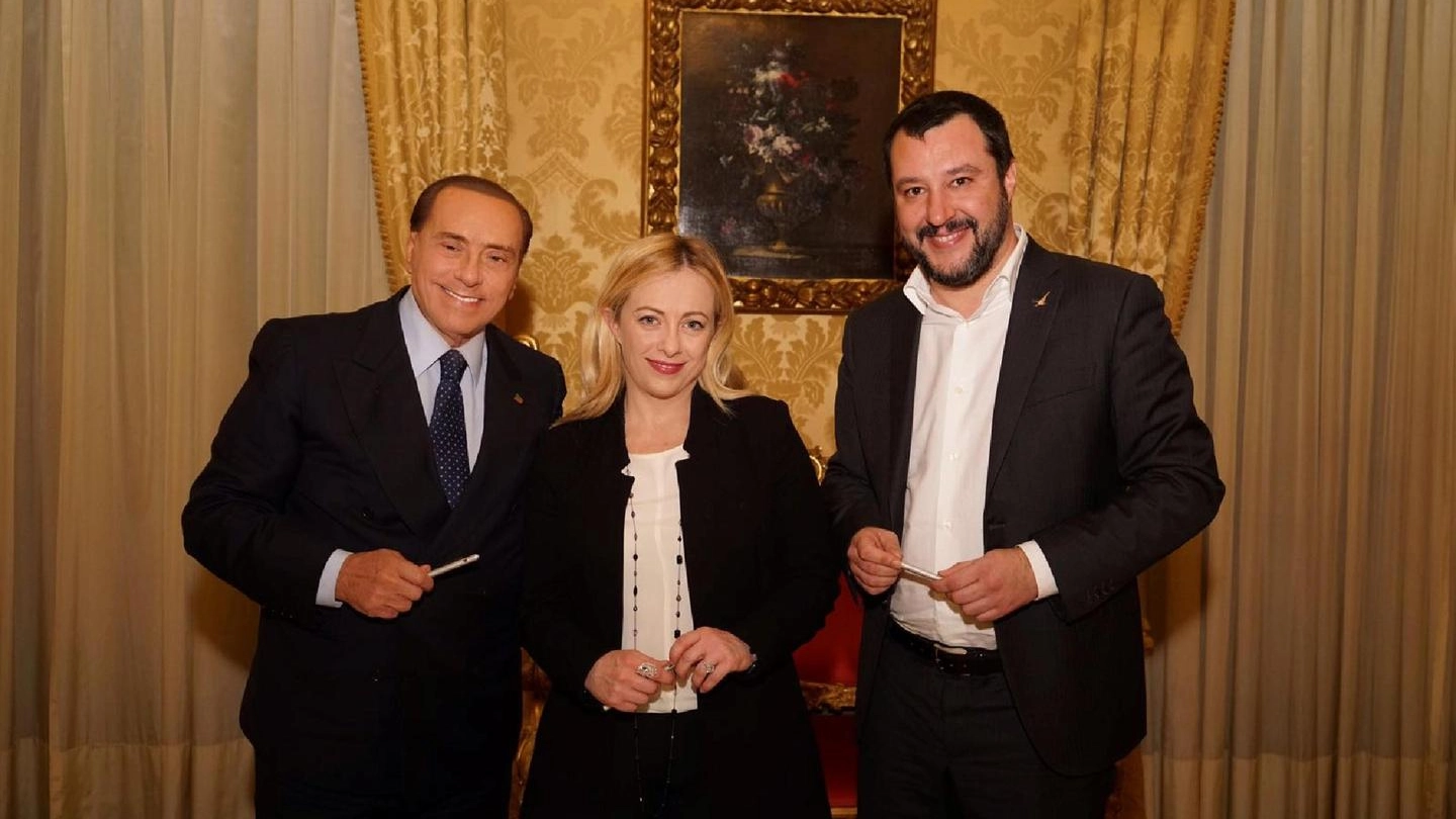 Silvio Berlusconi, Giorgia Meloni, Matteo Salvini (Ansa)
