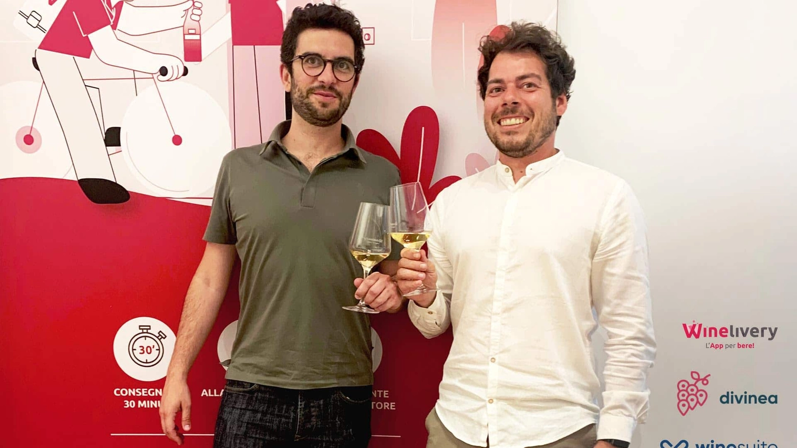 Filippo Galanti, co-founder di Divinea e Francesco Magro, Amministratore delegato di Winelivery