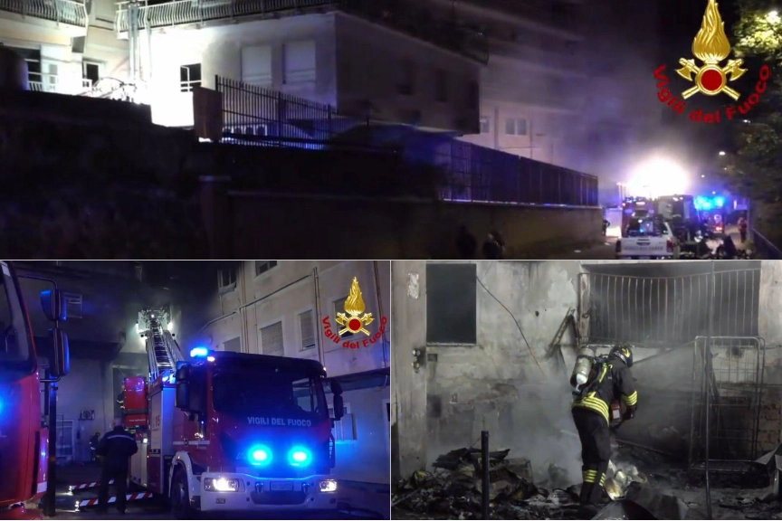 Incendio nell'ospedale di Tivoli, l'intervento dei vigili del fuoco (foto X @vigilidelfuoco)