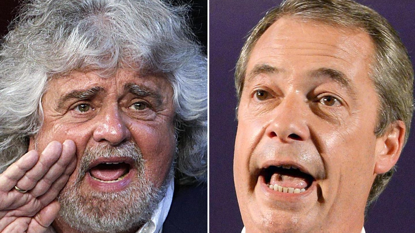 Beppe Grillo e Nigel Farage (Ansa)