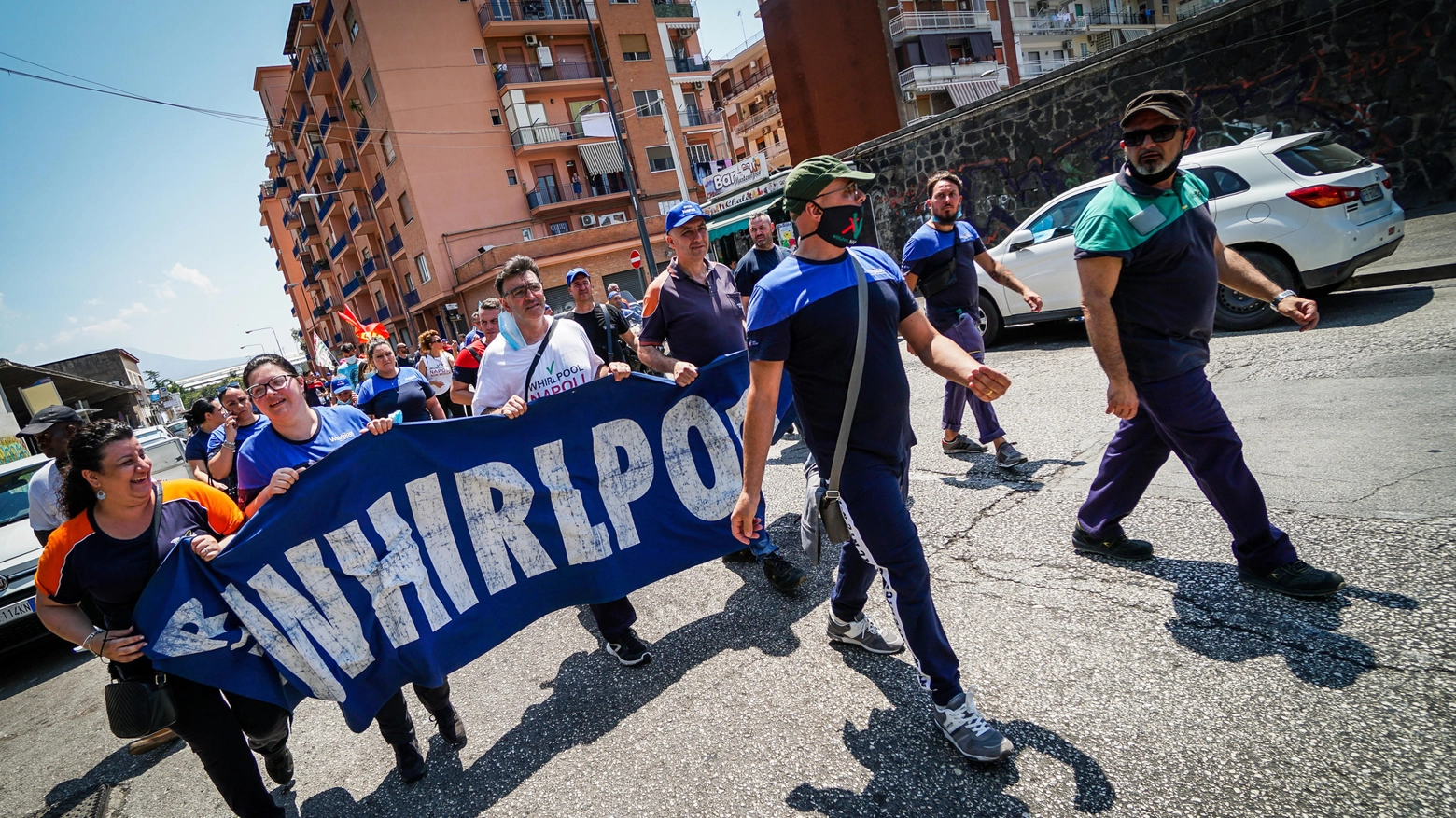 manifestazione di protesta operai Whirpool Napoli