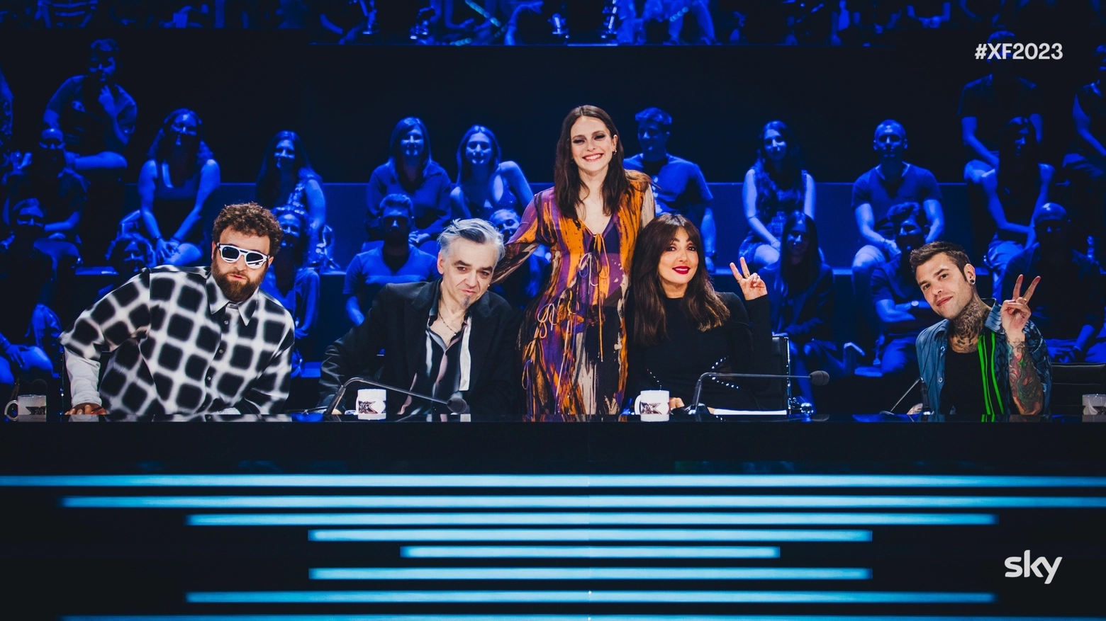 Francesca Michielin con i giudici di X Factor 2023 (Foto Virginia Bettoja)
