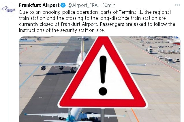 Twitter, avviso aeroporto di Francoforte