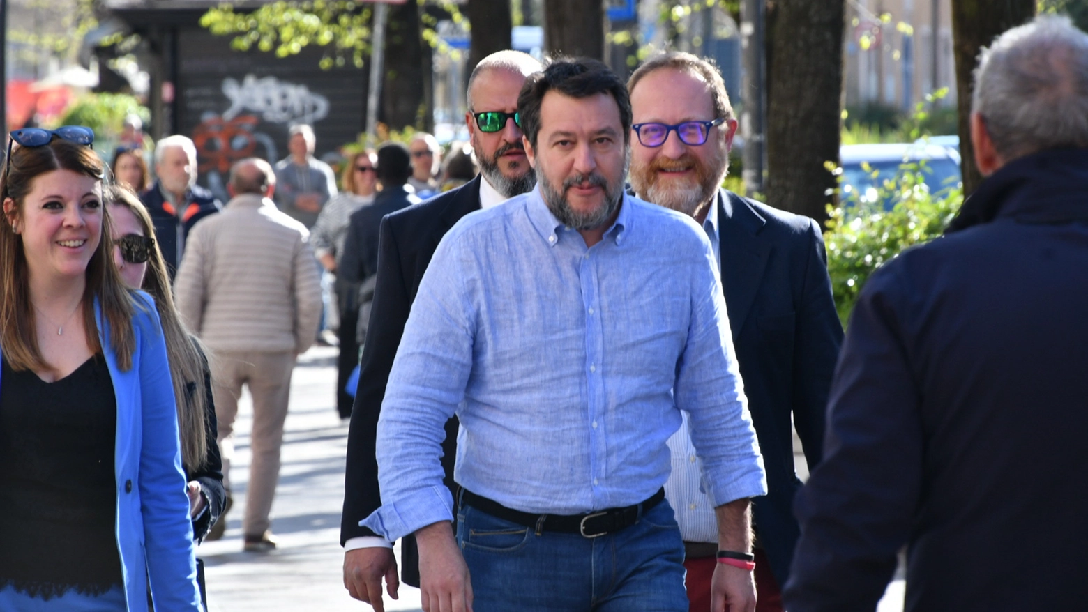 Matteo Salvini in tour elettorale a Massa