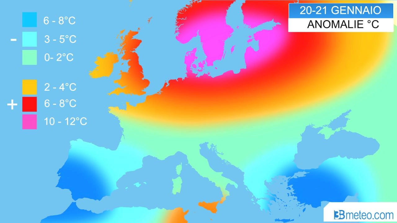 Meteo, le anomalie di temperatura in Europa