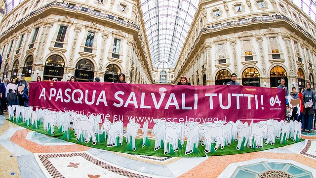 La manifestazione di Essere Animali a Milano
