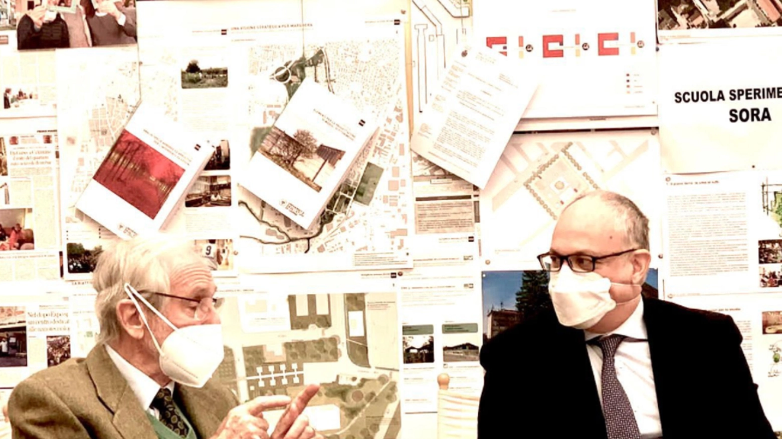 L'architetto Renzo Piano e il sindaco di Roma Gualtieri 